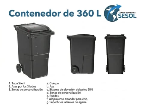 Contenedor de 360 litros con ruedas SESOL
